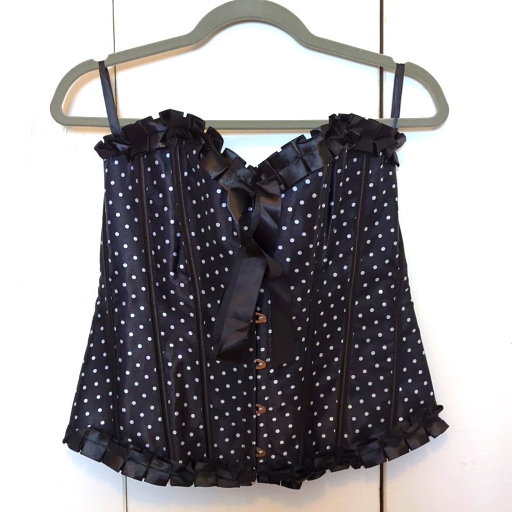 Black polka dot corset top